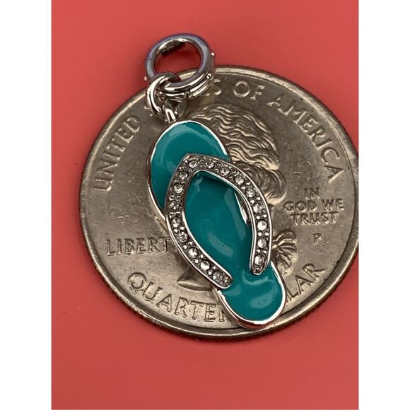 Beach Turquoise CZ Sandal Shoe #summer #flip flops - Picture 2 of 4